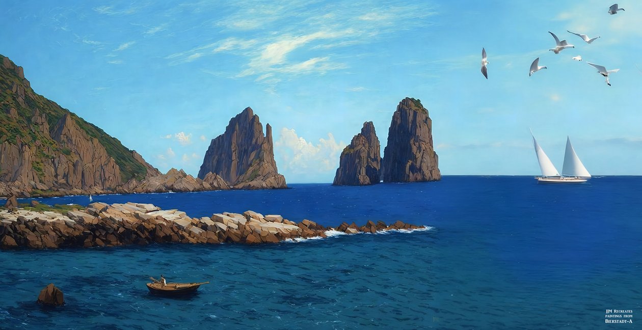 JJM recria Bierstadt-A: Remo das rochas de Josef Johann Michel