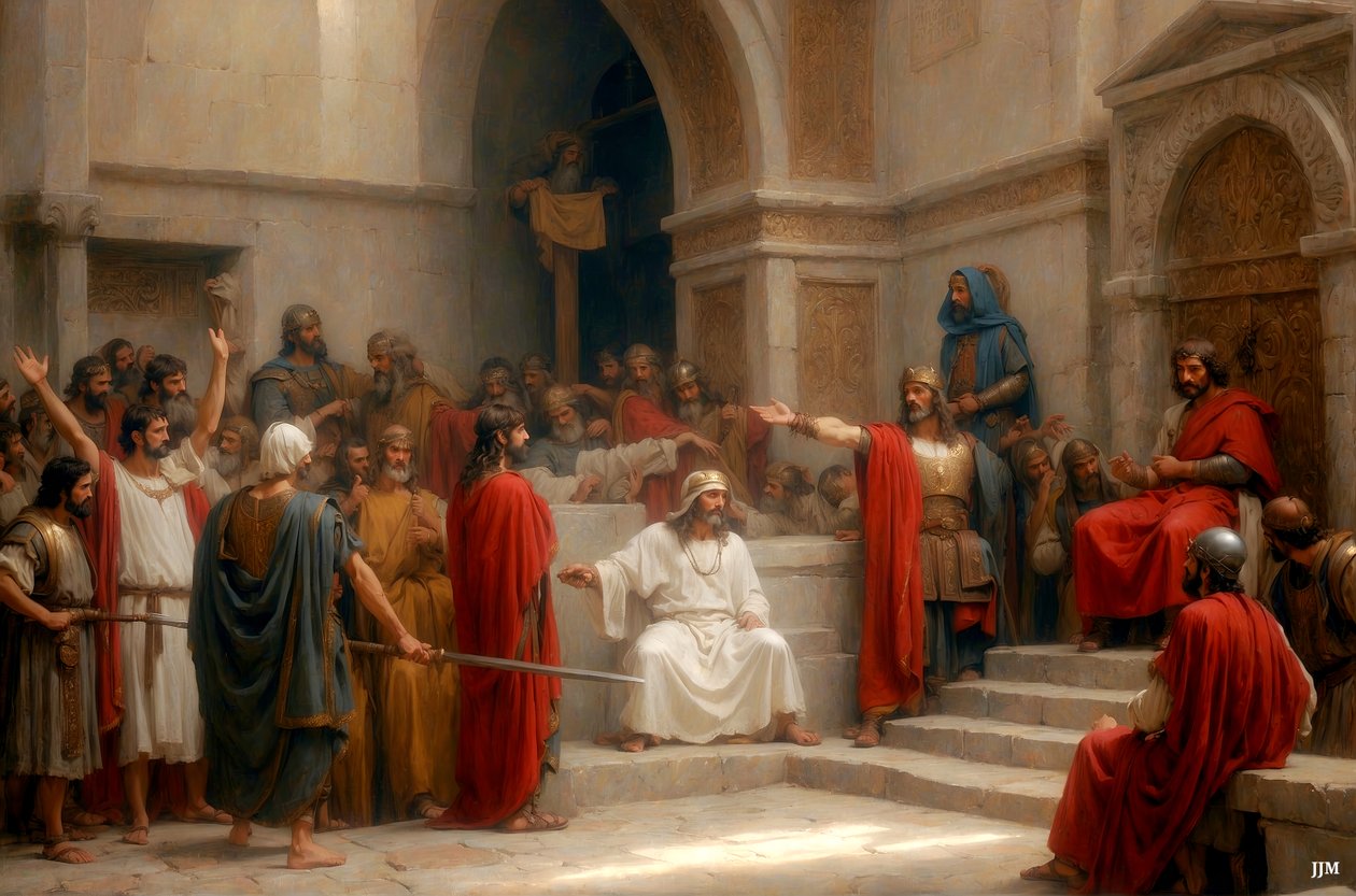 Jesus_acusado e condenado por Pilatos_01 de Josef Johann Michel