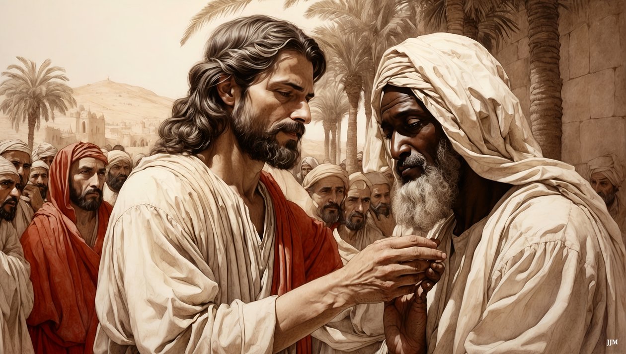 Jesus cura o mendigo cego_01 de Josef Johann Michel