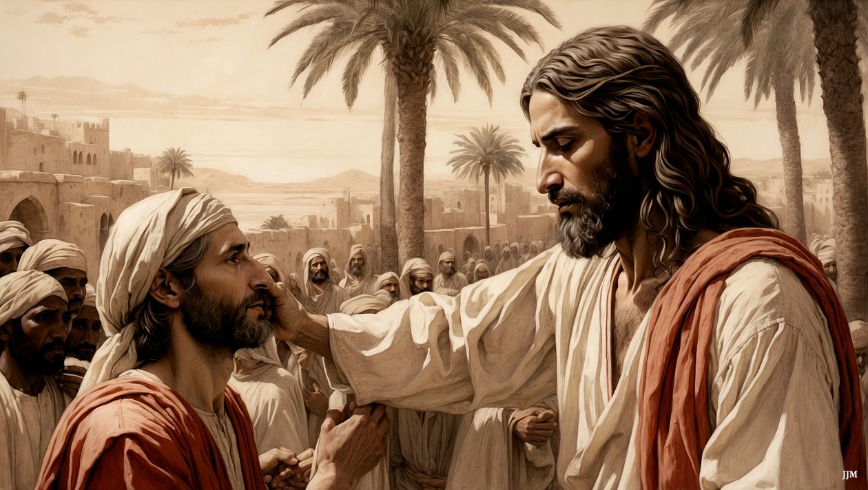 Jesus cura o mendigo cego_03 de Josef Johann Michel