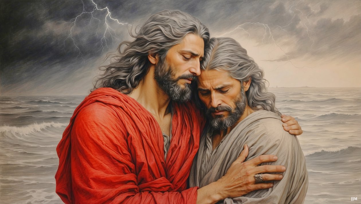 Jesus_de_Nazaré_salva_Simão_Pedro_do_afogamento_01 de Josef Johann Michel
