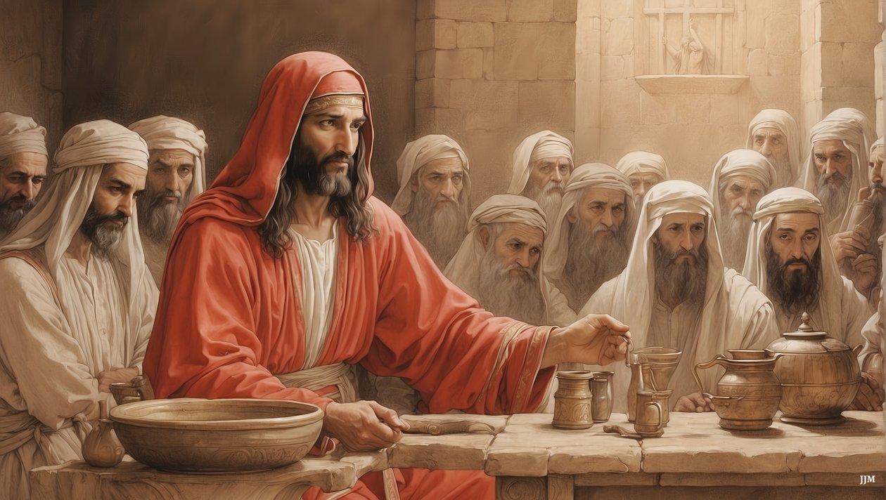 Jesus_diz aos serventes_encher as bilhas de água_Casamento de Canaan_02 de Josef Johann Michel