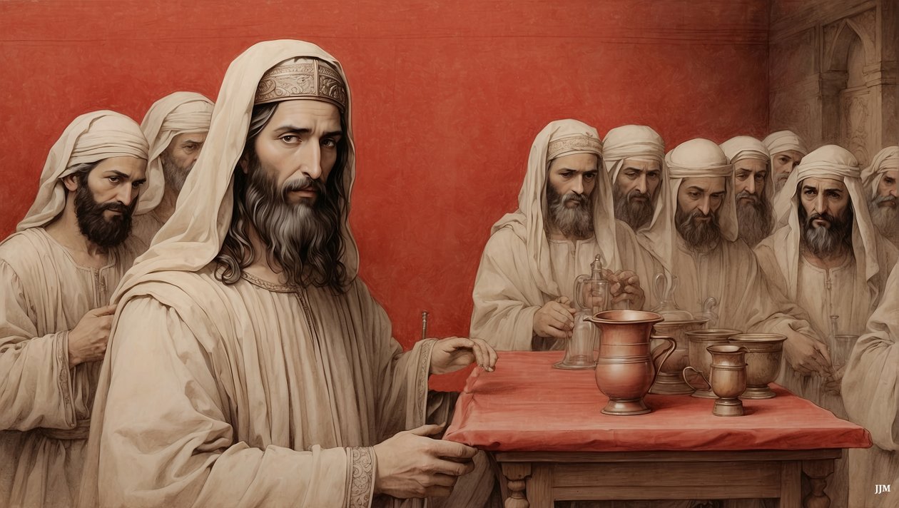 Jesus_diz aos serventes_encher as bilhas de água_Casamento de Canaan_04 de Josef Johann Michel