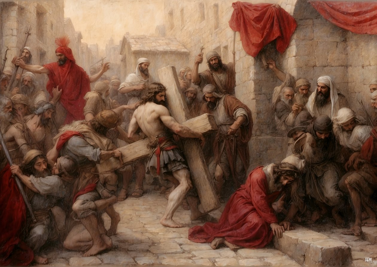 Jesus_carrega a cruz em Jerusalém _02 de Josef Johann Michel