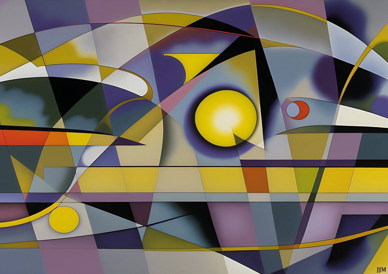 abstract silver-yellow_curve 9 de Josef Johann Michel