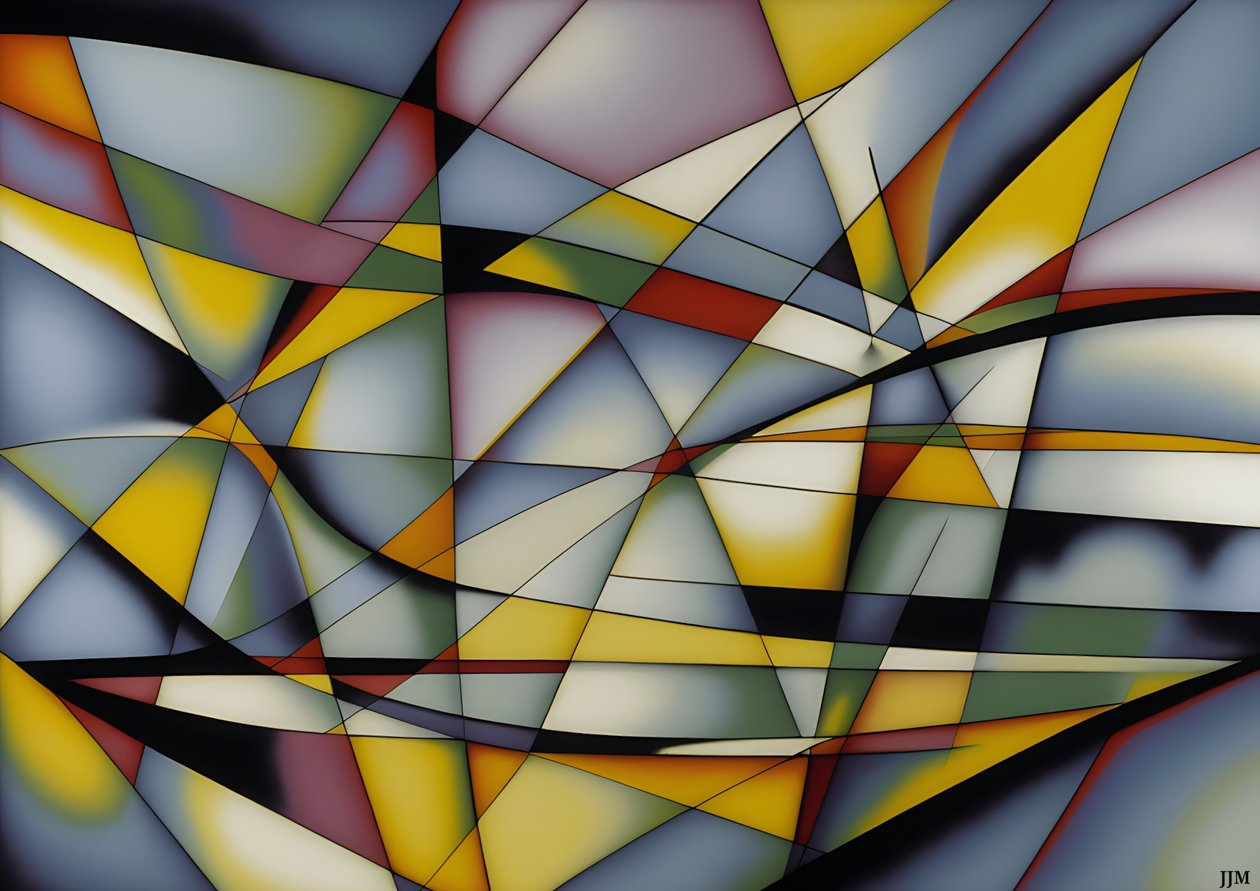 abstract: silver-yellow_curves+triangles 1 de Josef Johann Michel