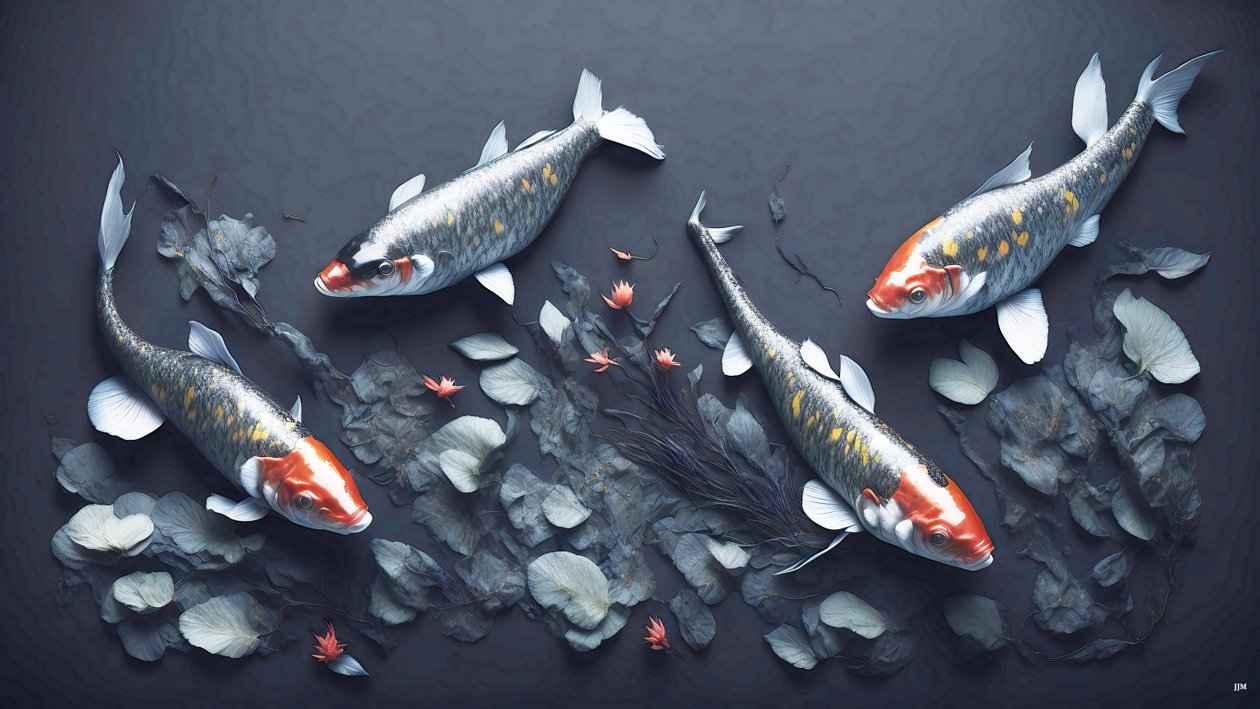 pintura a tinta: Koi-Karpfish_red_01 de Josef Johann Michel