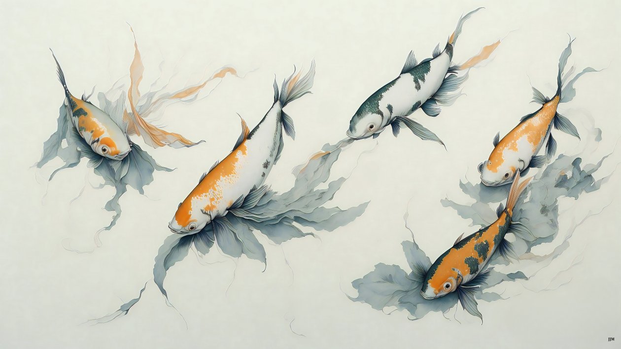 pintura a tinta: Carpa koi_01 de Josef Johann Michel