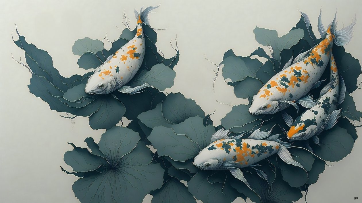pintura a tinta: Carpa koi peixe_04 de Josef Johann Michel