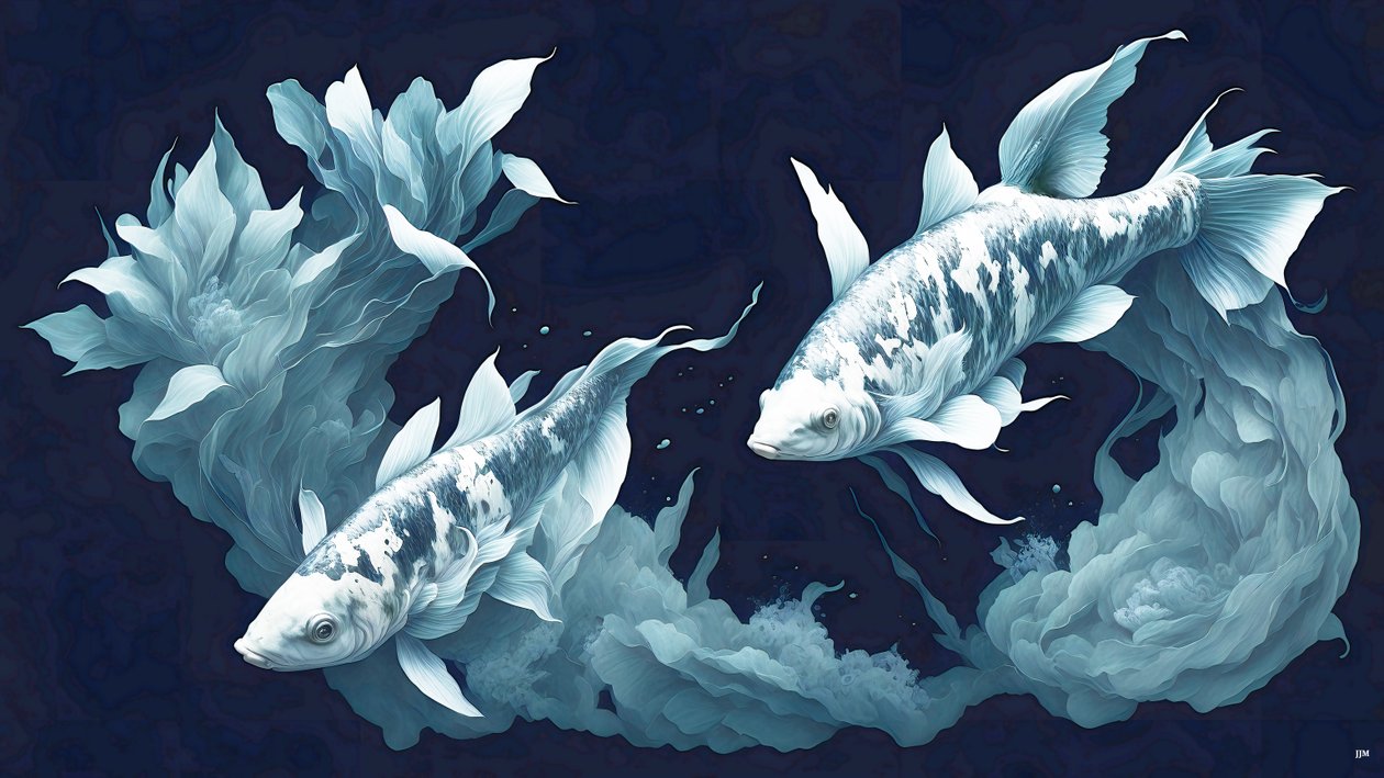 pintura_de_tinta_Koi-Karpfish_mármore branco_04 de Josef Johann Michel
