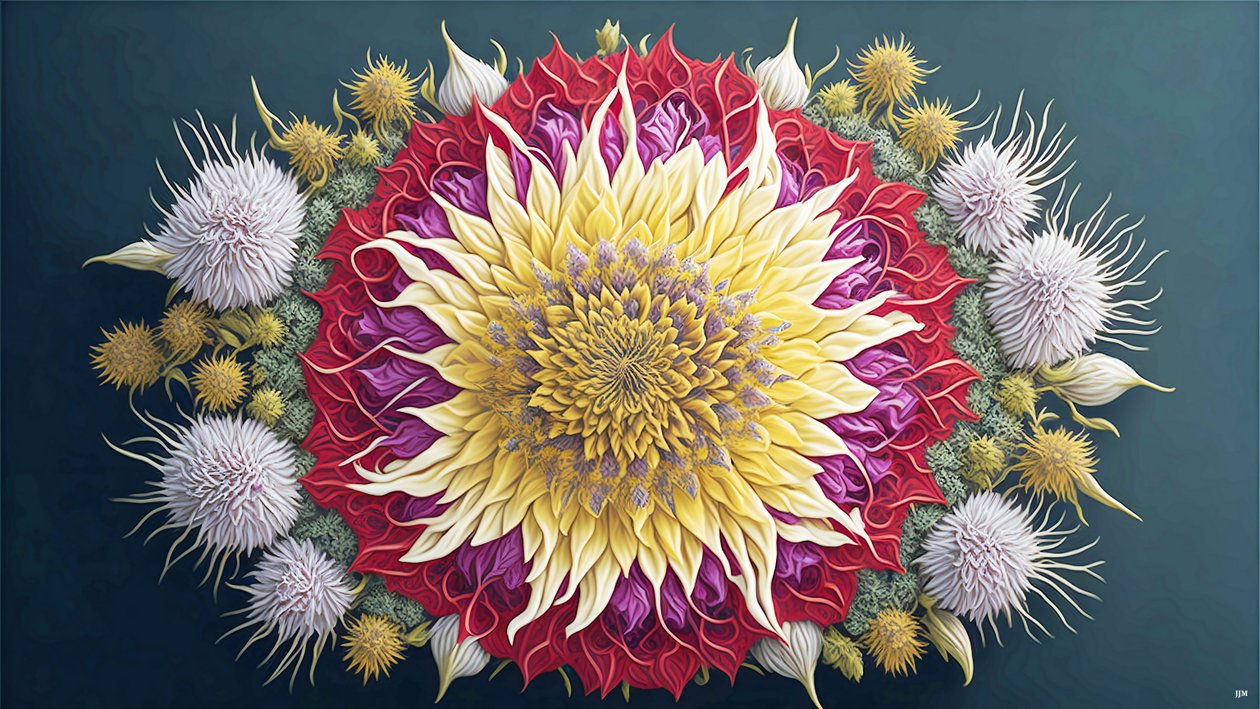 mandala: Cardo com elementos de flor_01 de Josef Johann Michel