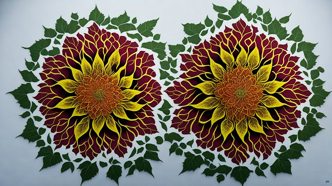 mandala: elementos da flor de hibisco_02 de Josef Johann Michel