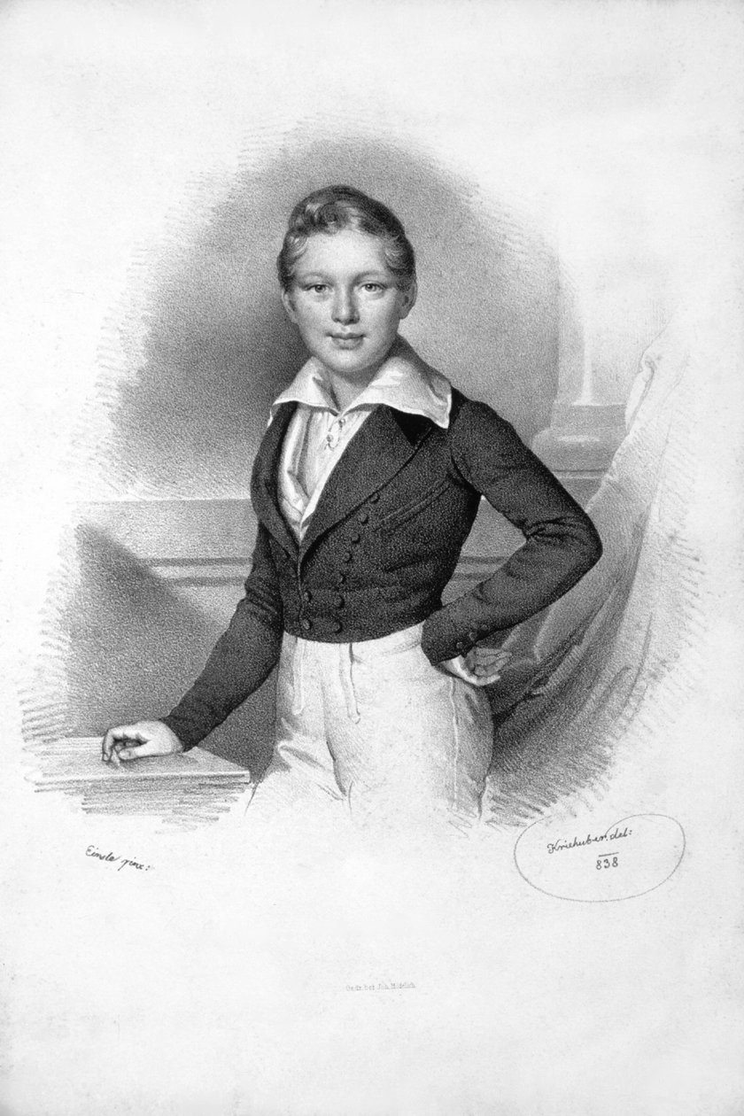 Franz Josef I. 1838 Litografia de Josef Kriehuber