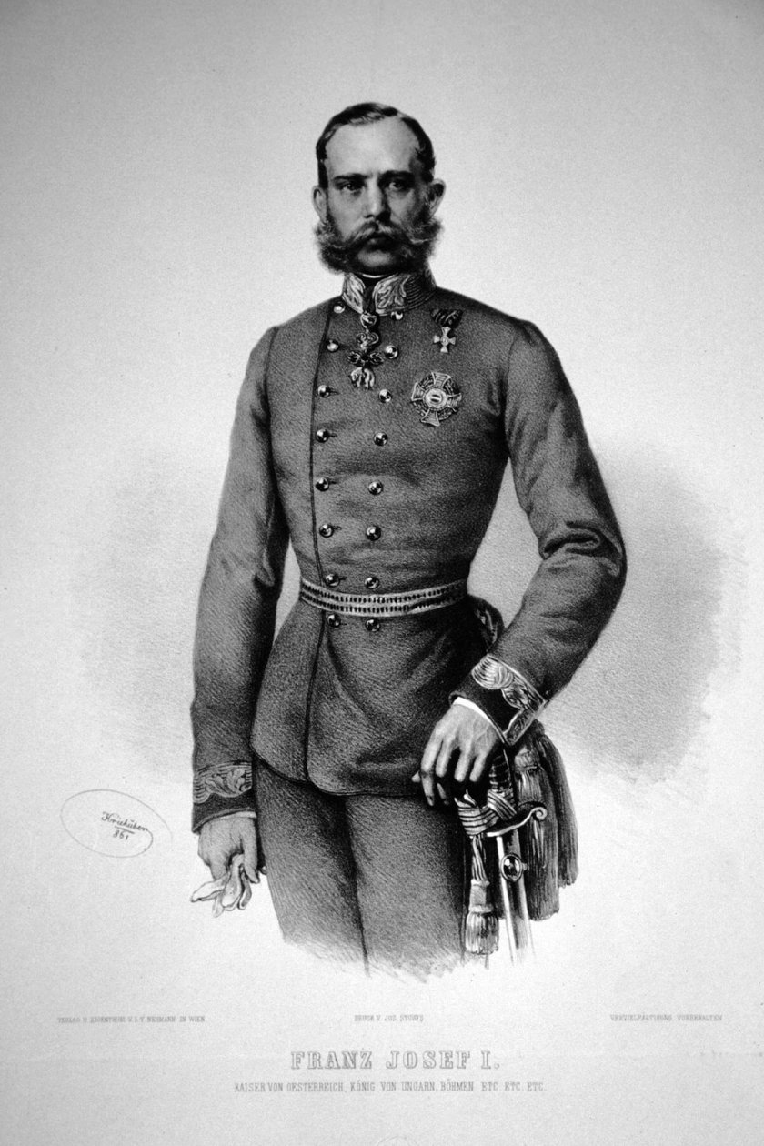 Franz Josef I. 1861 Litografia de Josef Kriehuber
