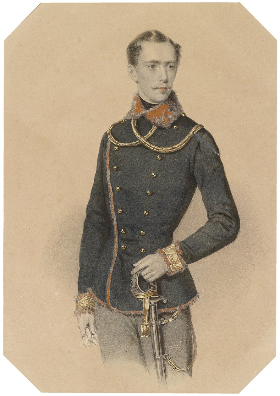 Franz Joseph em uniforme húngaro por volta de 1855 de Josef Kriehuber