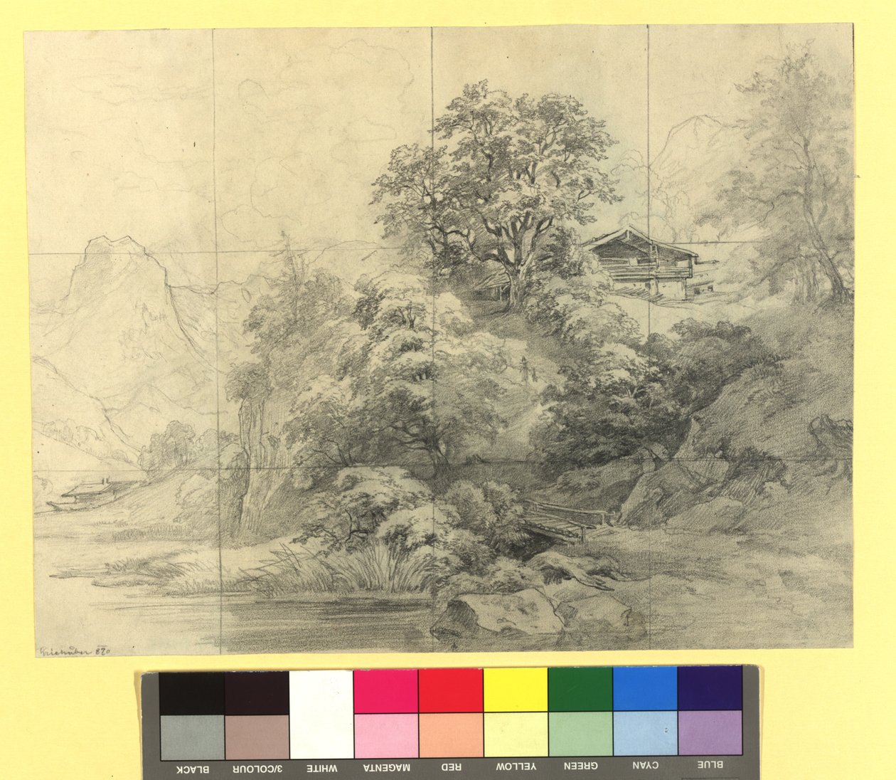 Paisagem montanhosa com quintas de Josef Kriehuber