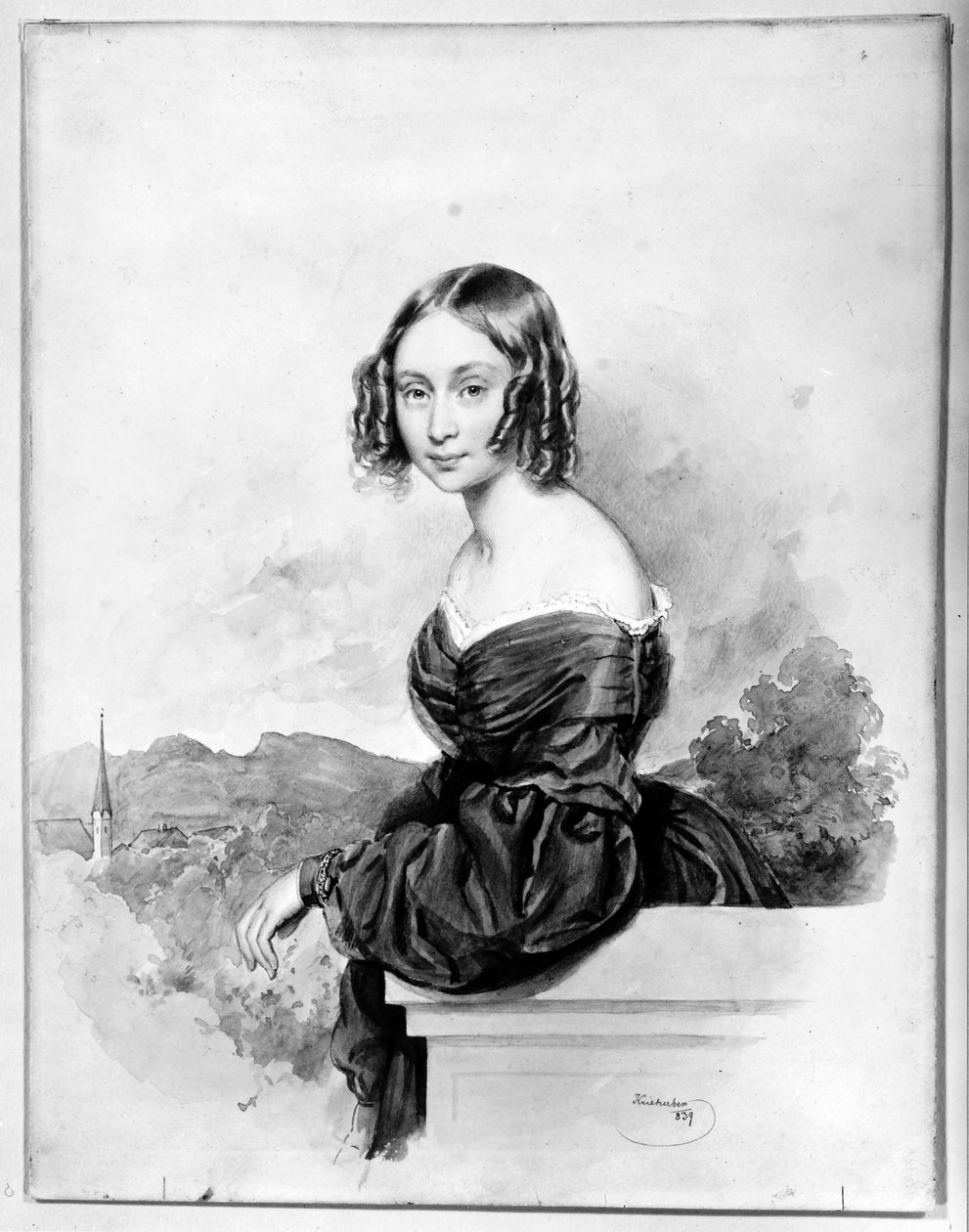 Condessa Natalia Alexandra von Buxhövden, casada com K.G. Löwenhielm de Josef Kriehuber