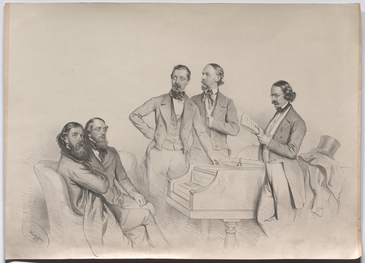 Compositores austríacos; Heinrich Proch, Franz von Suppé, Karl Binder, Anton Emil Titl, Anton Maria Storch de Josef Kriehuber