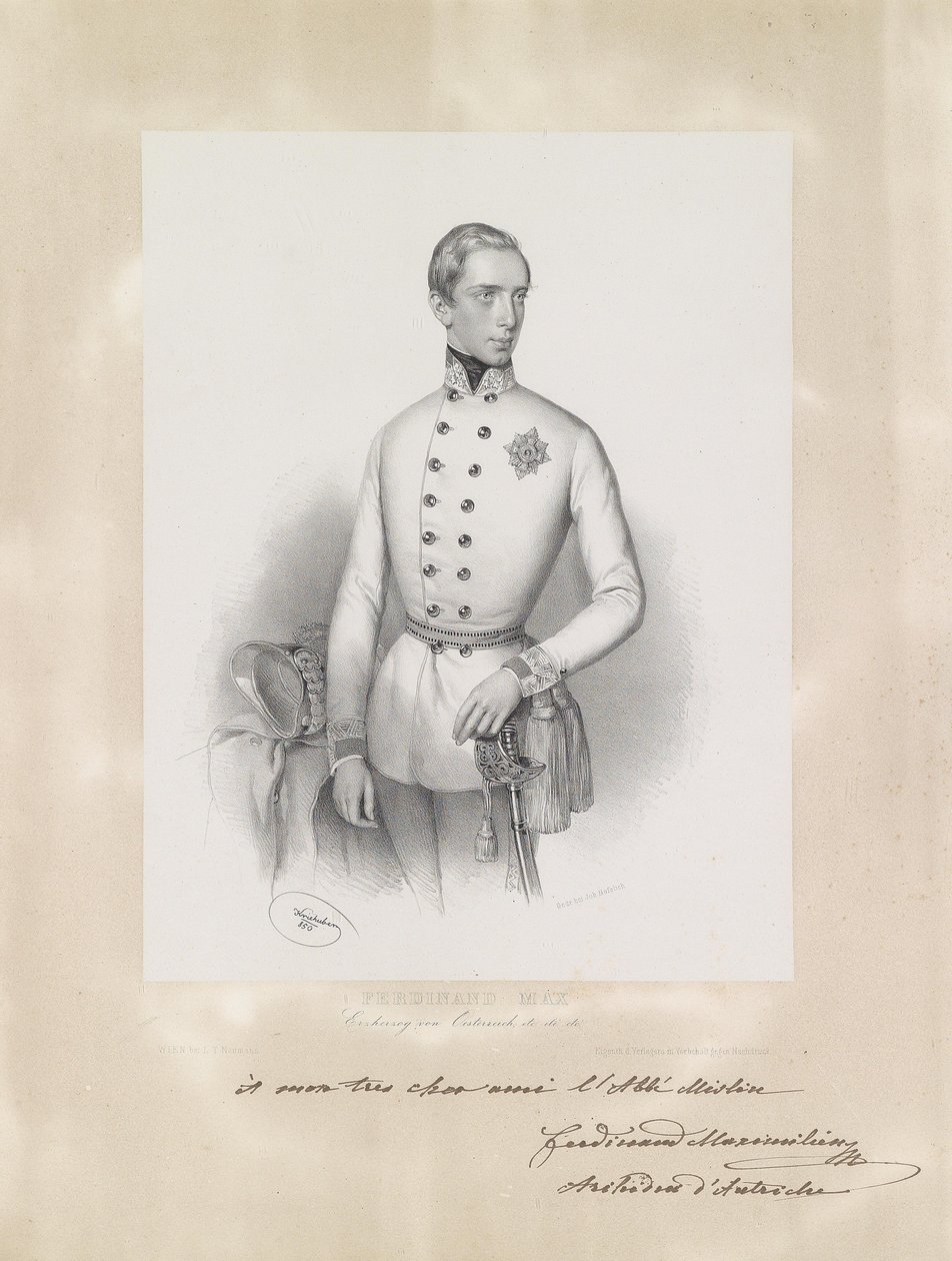 Retrato do jovem arquiduque Ferdinand Maximilian de uniforme de Josef Kriehuber
