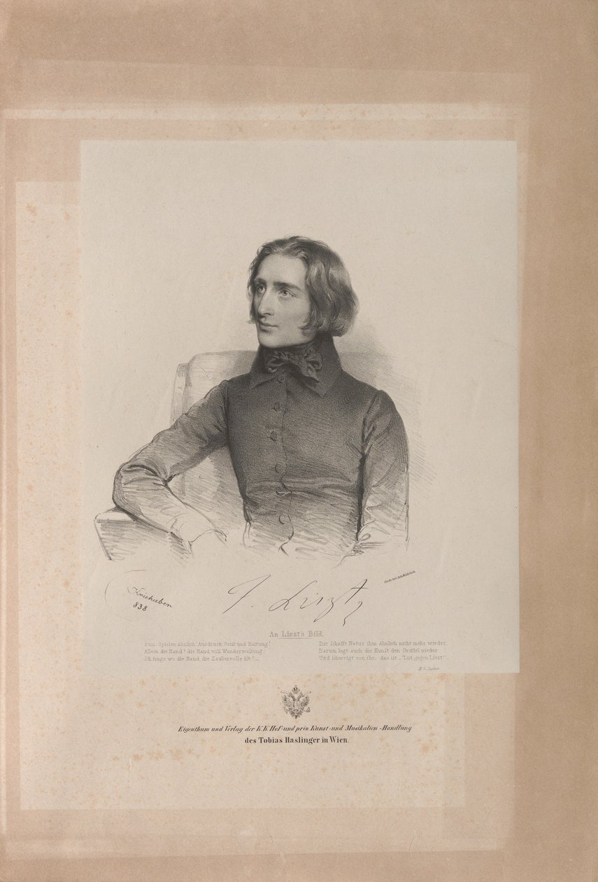 Retrato de Franz Liszt 1811-1886, 1838. de Josef Kriehuber