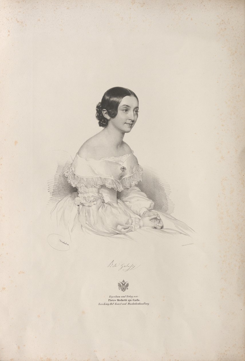 Retrato da cantora de ópera Rita Gabussi 1810-1891, 1840. de Josef Kriehuber