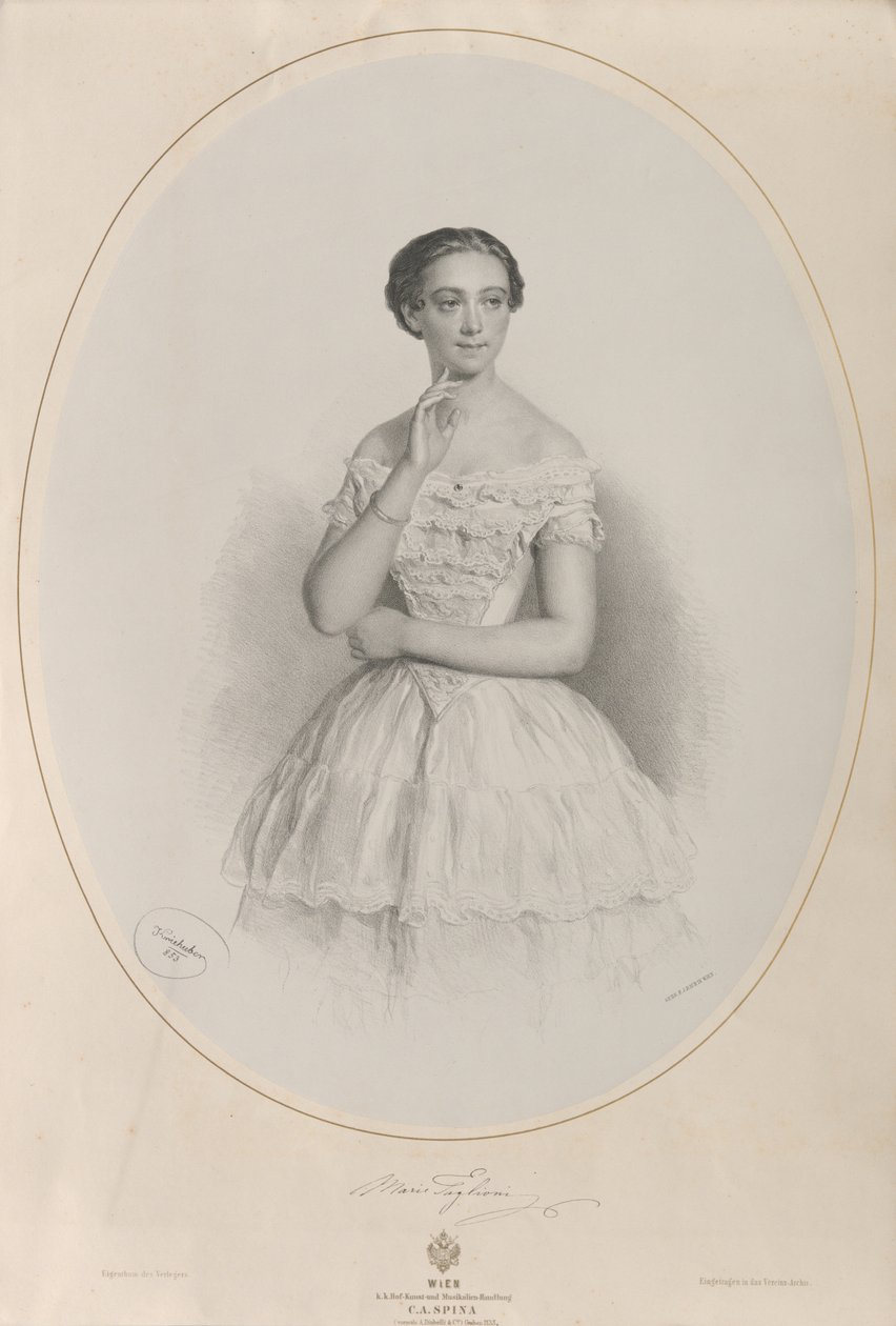 Retrato da bailarina Marie Taglioni 1804-1884, 1853. de Josef Kriehuber