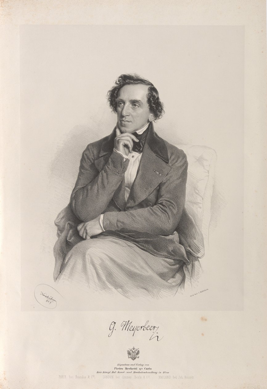 Retrato do compositor Giacomo Meyerbeer 1791-1864, 1847. de Josef Kriehuber