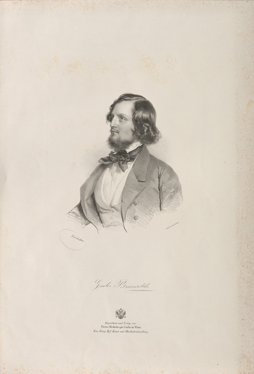 Retrato do flautista e compositor Giulio Briccialdi 1818-1881, antes de 1850. de Josef Kriehuber