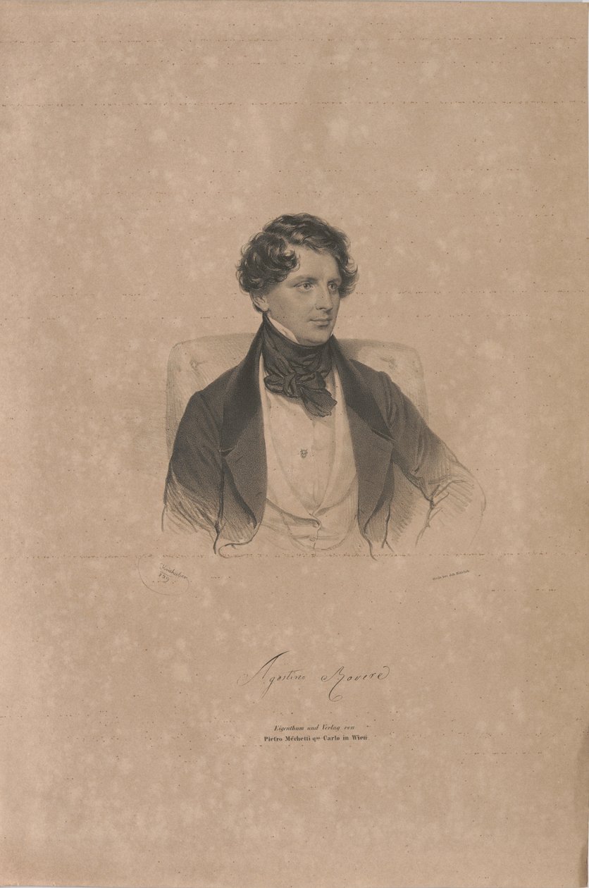 Retrato do cantor de ópera Agostino Rovere 1804-1865, 1839. de Josef Kriehuber