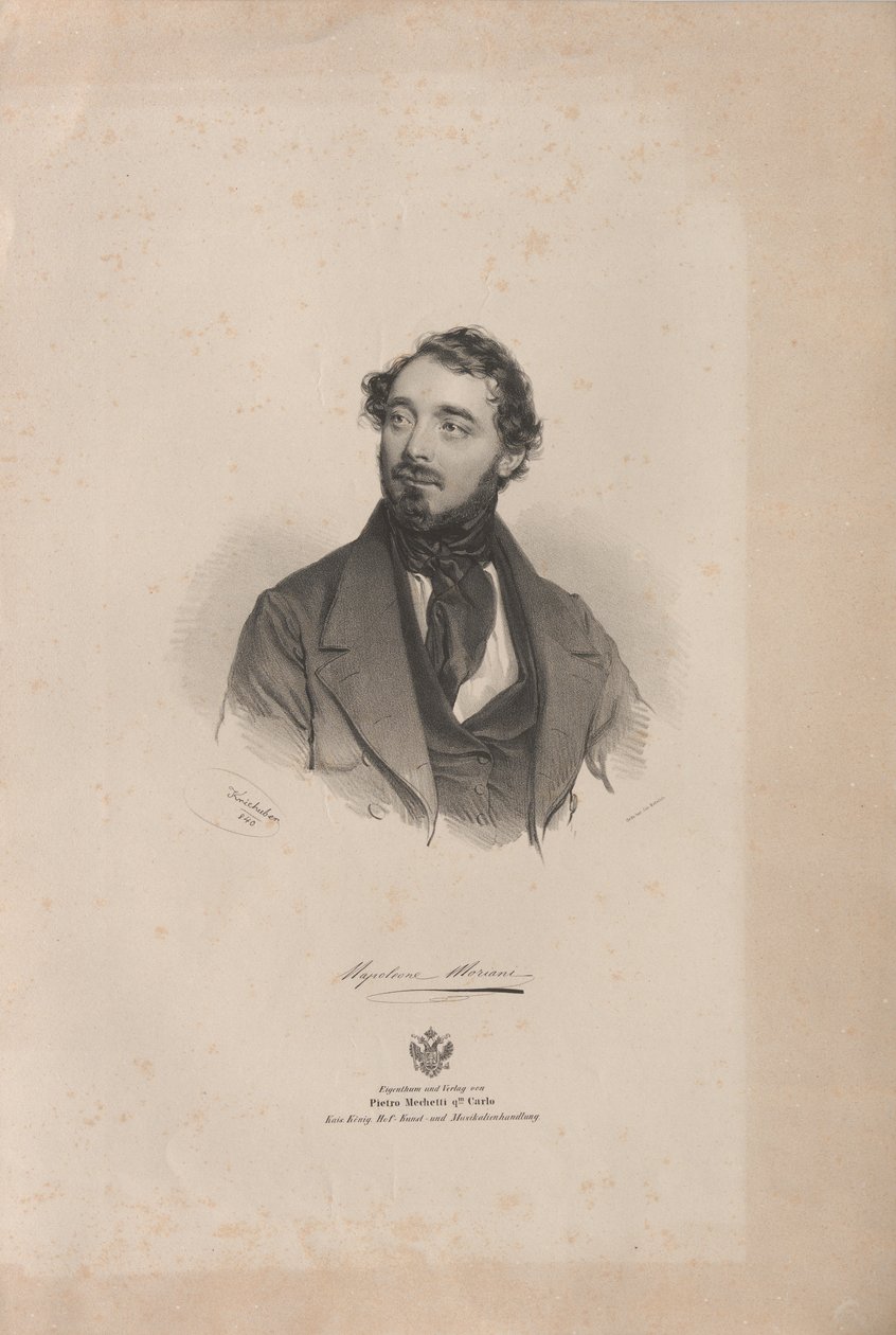 Retrato do cantor de ópera Napoleone Moriani 1808-1878, 1840. de Josef Kriehuber