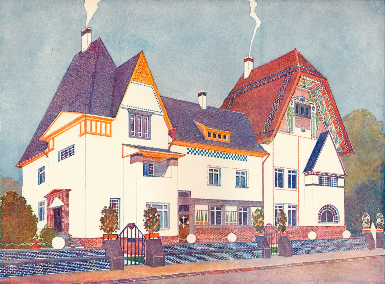 Casa em Darmstadt, projetada pelo professor Joseph Olbrich, c1900 1901-1902 de Josef Maria Olbrich