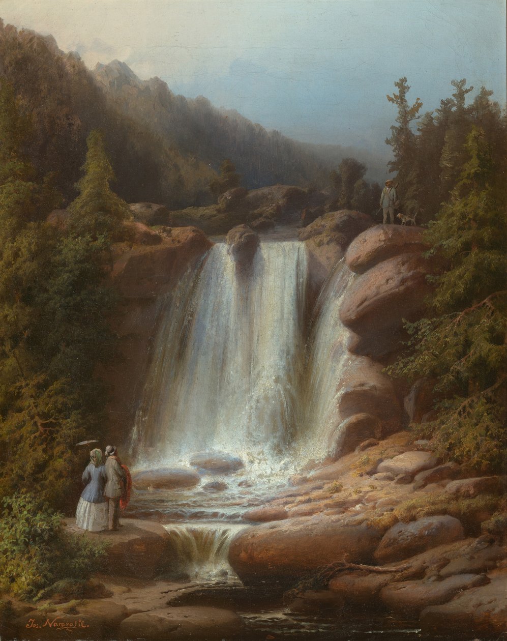 Cachoeira do rio Mumlava nas montanhas gigantes, 1850-53 de Josef Matj Navrátil