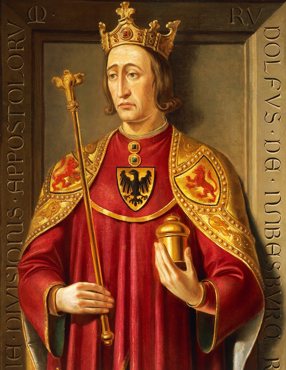 Retrato de Rudolf von Habsburg (1218-91), Pintura de Josef Kiss e Friedrich Mayrhofer, detalhe de Josef and Mayrhofer Friedrich Kiss