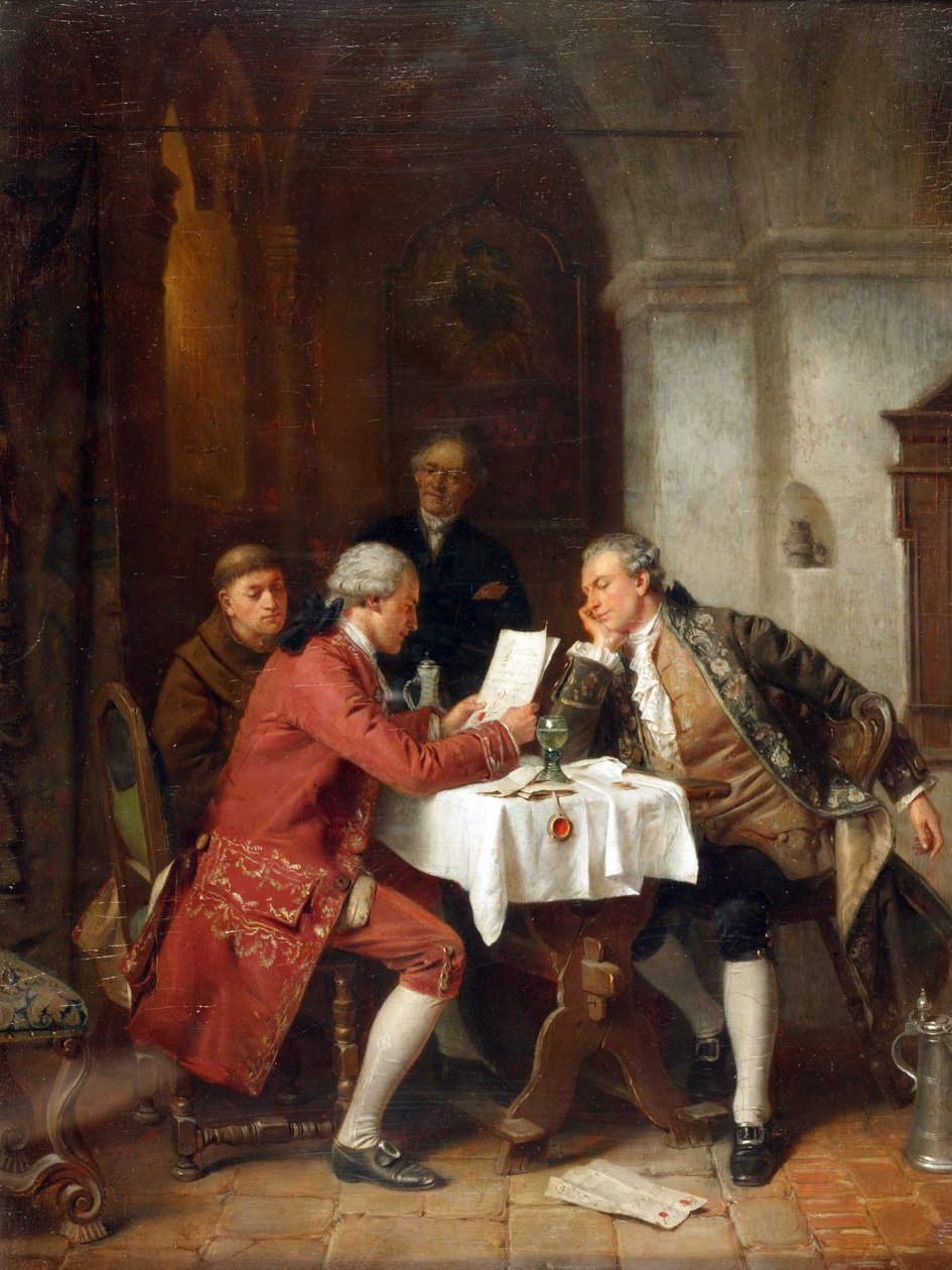 Os Antiquários (óleo sobre painel) de Josef Munsch
