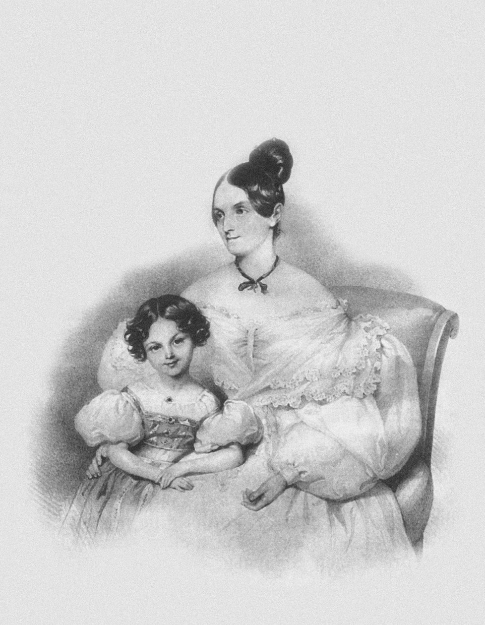 Retrato de Olga Narychkina Potocki com sua filha Sophie 1802-1861, 1835 de Josef Nikolaus Kriehuber