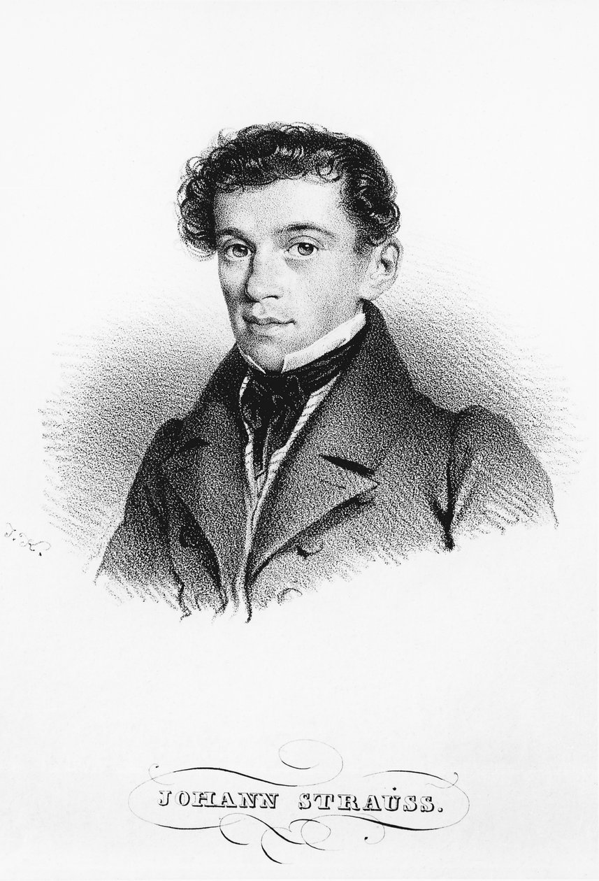 Retrato do compositor e maestro austríaco Johann Strauss (Viena de Josef Nikolaus Kriehuber