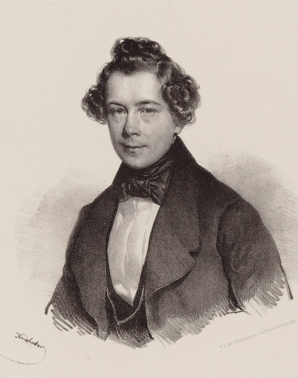 Retrato do compositor Joseph Lanner 1801-1843, 1830. de Josef Nikolaus Kriehuber