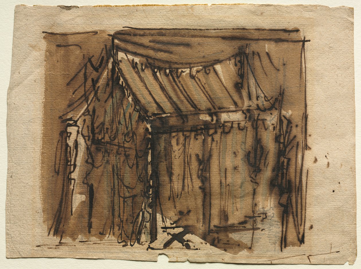 Barraca (reto); Dois esboços (verso) de Josef Platzer