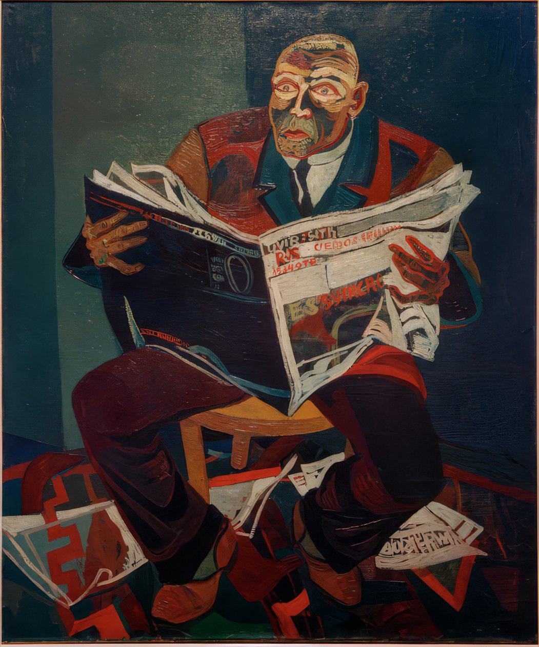 Homem a ler o jornal de Josef Scharl