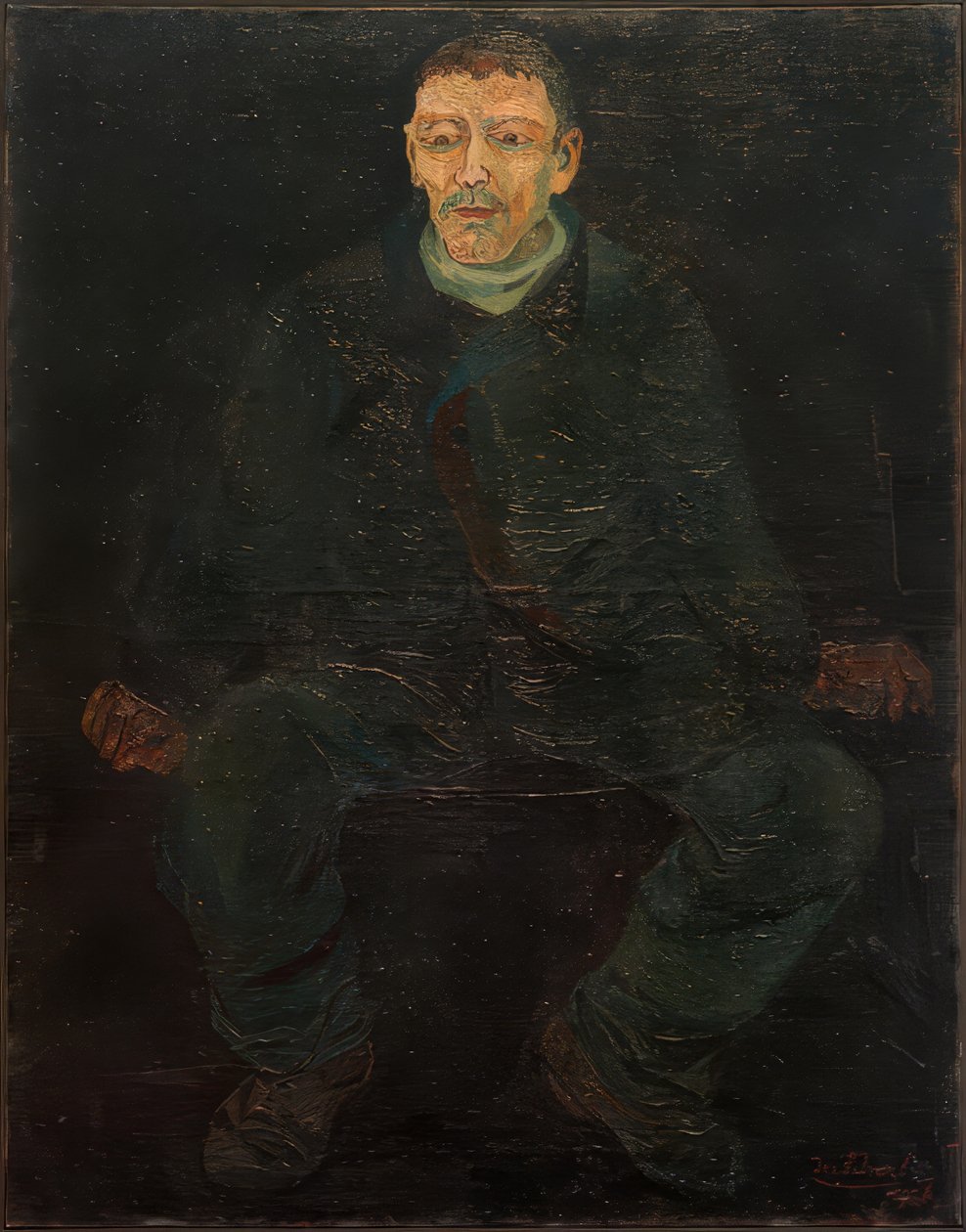 Homem sentado de fato azul de Josef Scharl