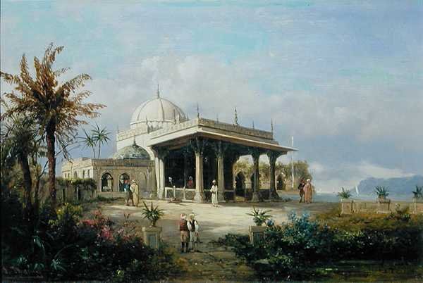 Scutari, na Turquia (óleo sobre painel) de Josef Thoma