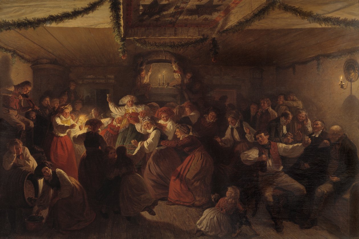 Um banquete de casamento de Vingåker, 1857 de Josef Wilhelm Wallander