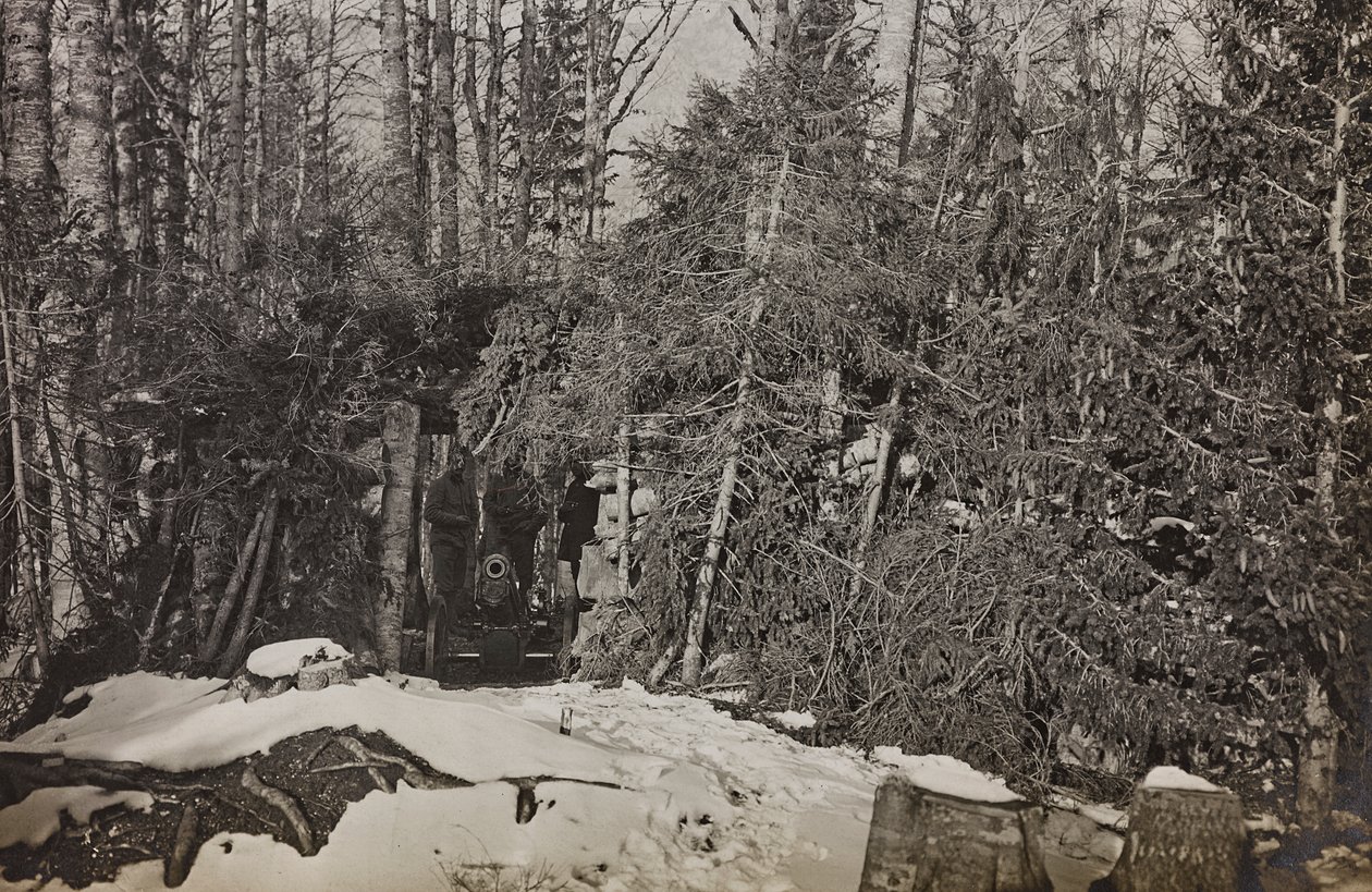 Álbum "Meine weltkriegs - Erinnerungen South-West Front (Caríntia, Itália, Tirol do Sul) (My world war - memories of the South-Western Front in Carinthia, Italy, Trentino-Alto Adige) 31/03/1915-12/11/1918 - Josef Zohles Wien ": canhão Brisia (foto a p/b) de Josef Zohles