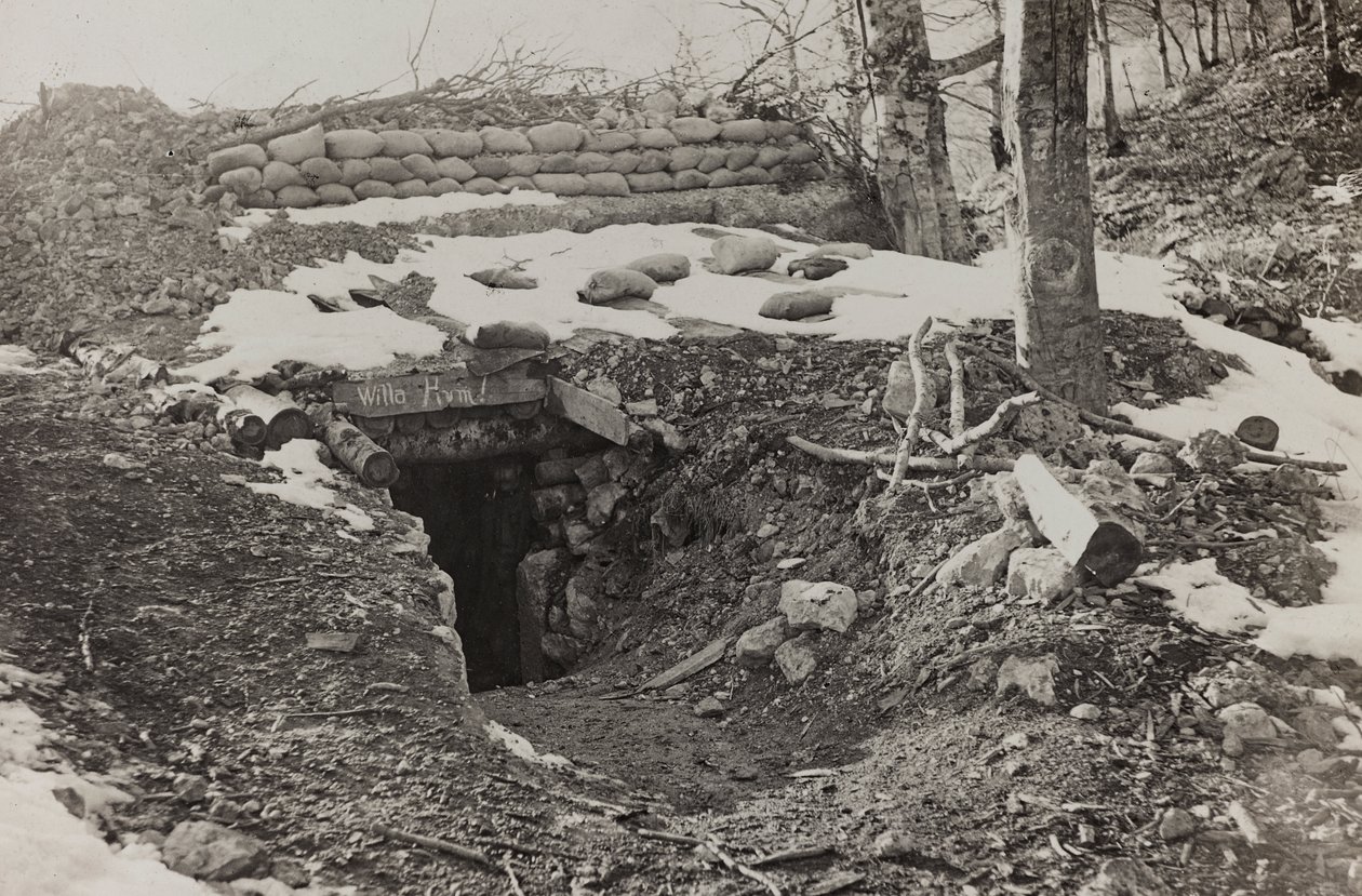 Álbum "Meine weltkriegs - Erinnerungen South-West Front (Caríntia, Itália, Tirol do Sul) (My world war - memories of the South-Western Front in Carinthia, Italy, Trentino-Alto Adige) 31/03/1915-12/11/1918 - Josef Zohles Wien ": bunker militar (foto a p/b) de Josef Zohles