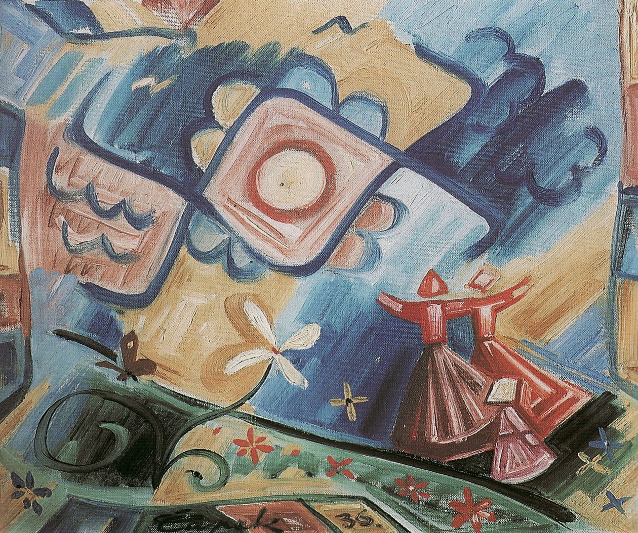 Ornamento do folclore das meninas de canto, 1936 de Josef Čapek