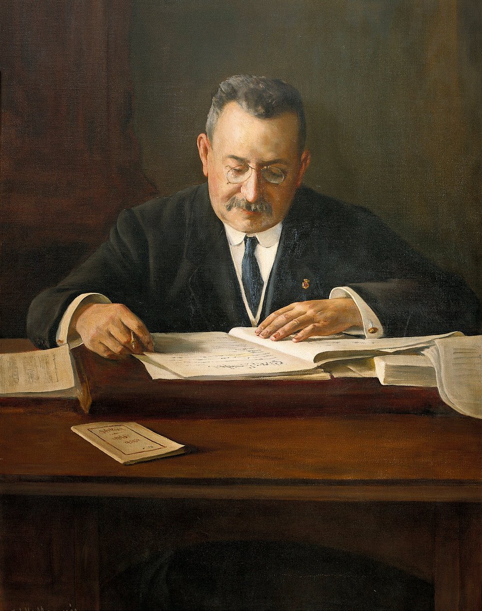 Retrato de Enric Prat de la Riba (1870-1917), político nacionalista catalão, século XX (pintura) de Josep Maria Marquès i Puig