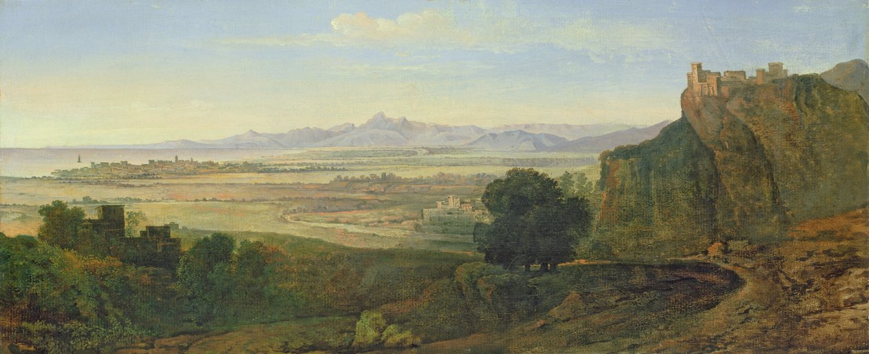 Paisagem Campagna (óleo sobre papel colocado na tela) de Joseph Anton Koch