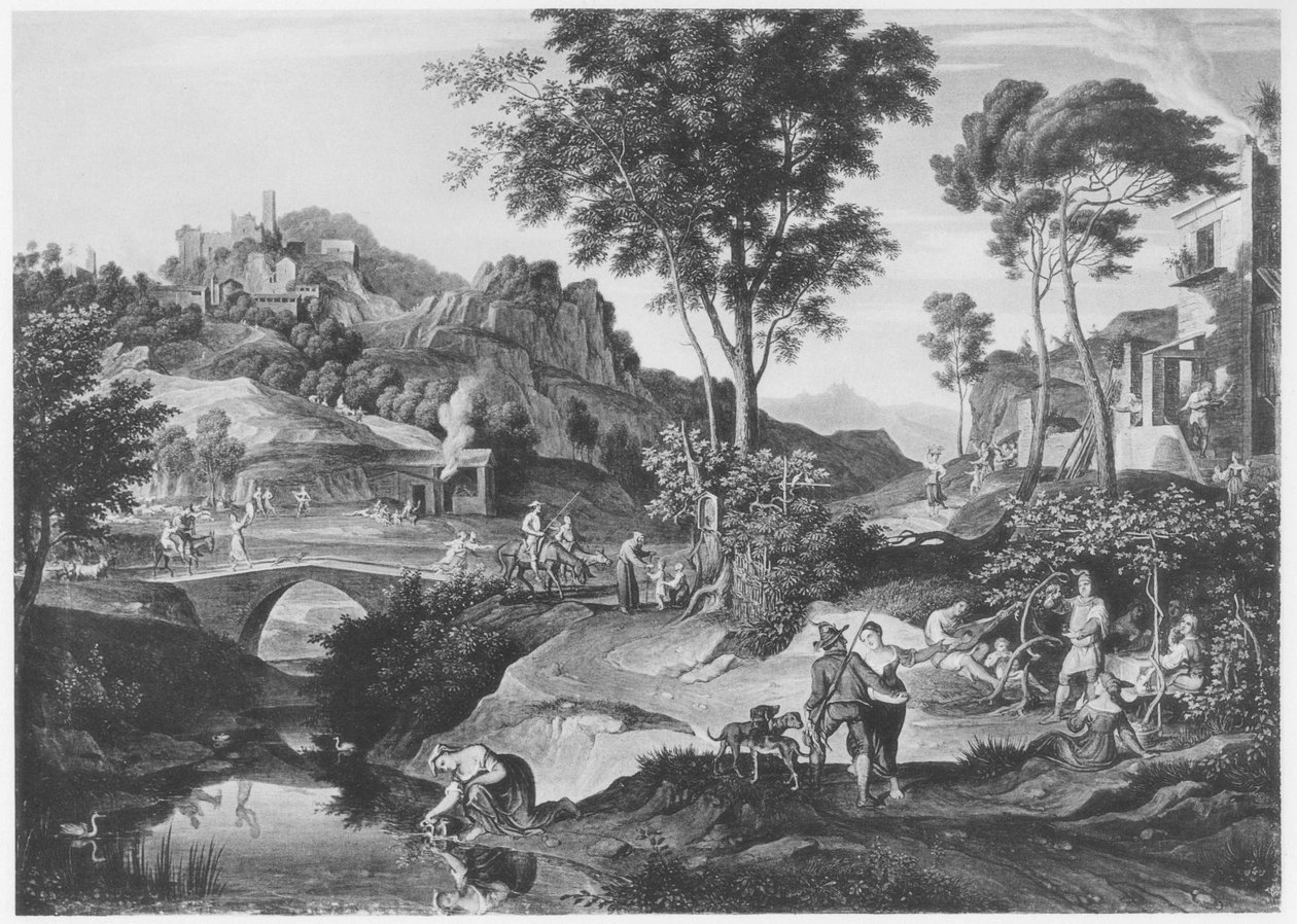 Paisagem italiana com Don Quixote de Joseph Anton Koch