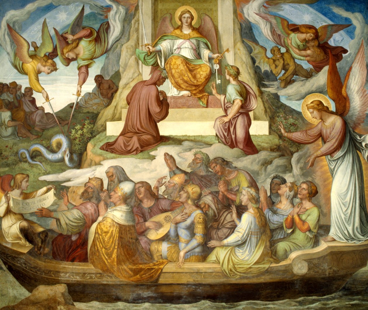 O barco do penitente e a montanha do purgatório de Joseph Anton Koch