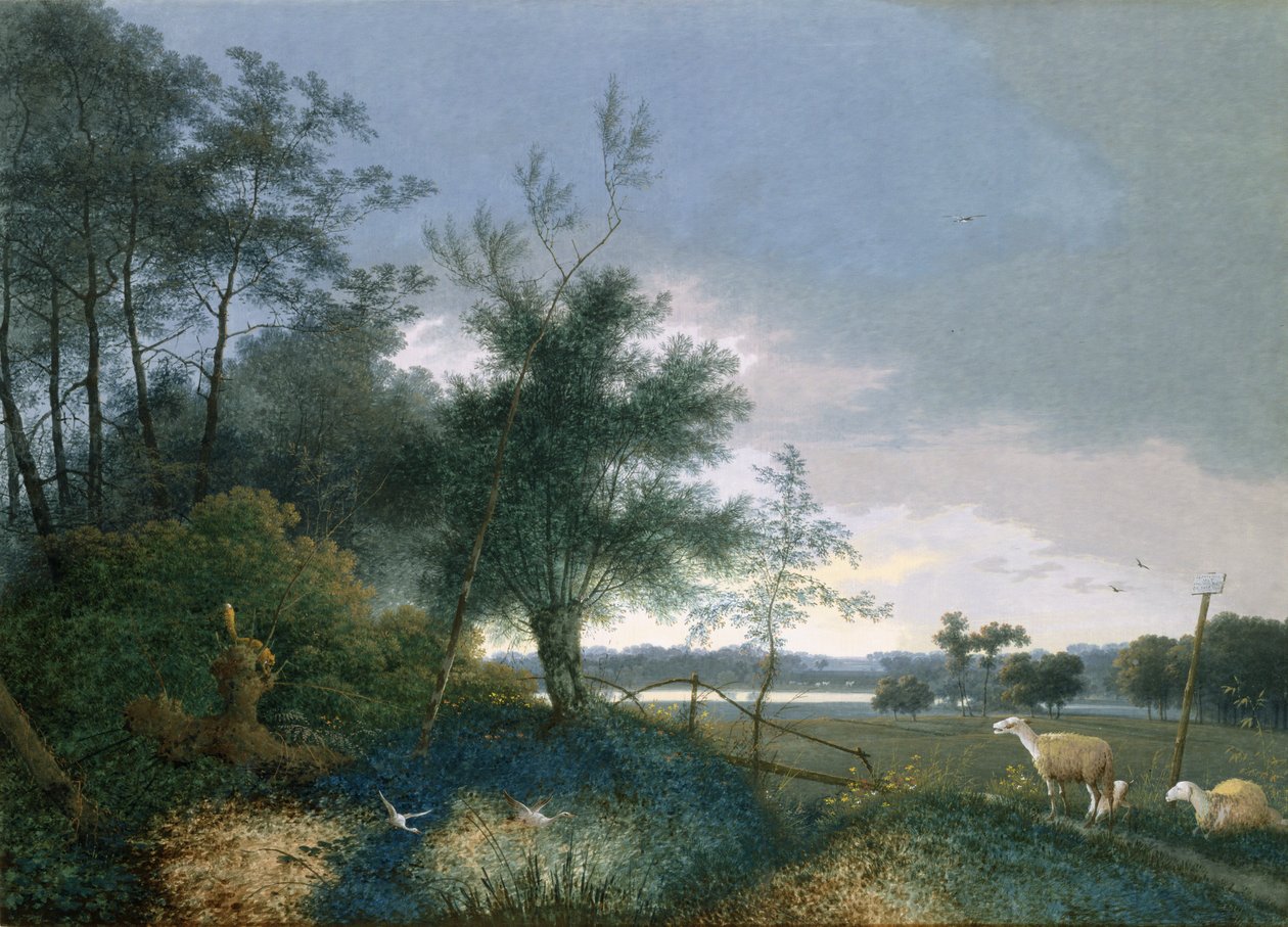 Paisagem com uma raposa perseguindo gansos de Joseph August Knip